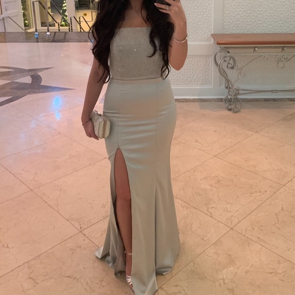 Silver half beaded gown - Picture 1 of 1